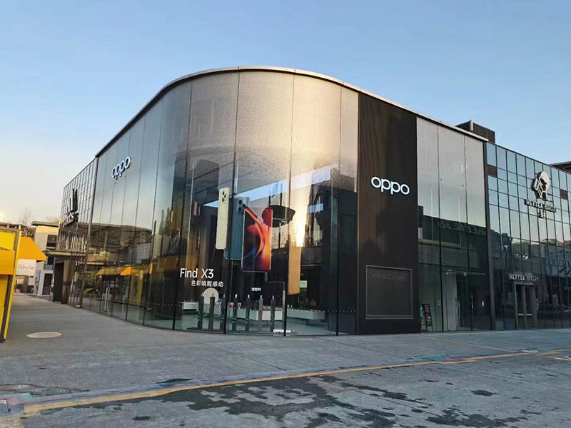 五棵松OPPO店，Uv定制圓點裝飾膜施工案例